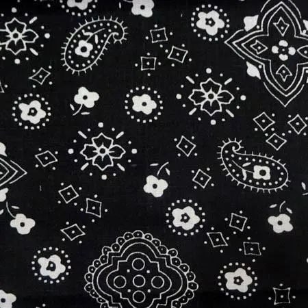 Black Bandana Print Poly Cotton Fabric