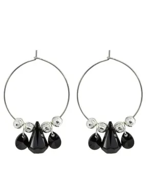 Black Crystal Hoop Earrings