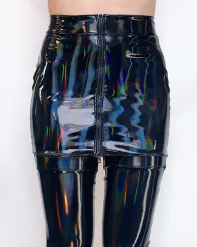 Black Holographic high waisted Zipper miniskirt