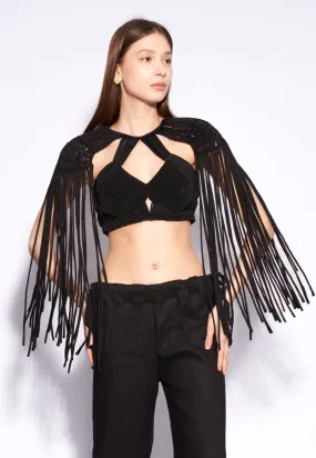 Black Macramé Armour Crop Top