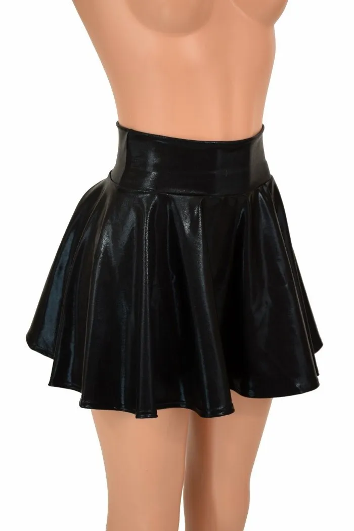 Black Metallic Mini Rave Skirt