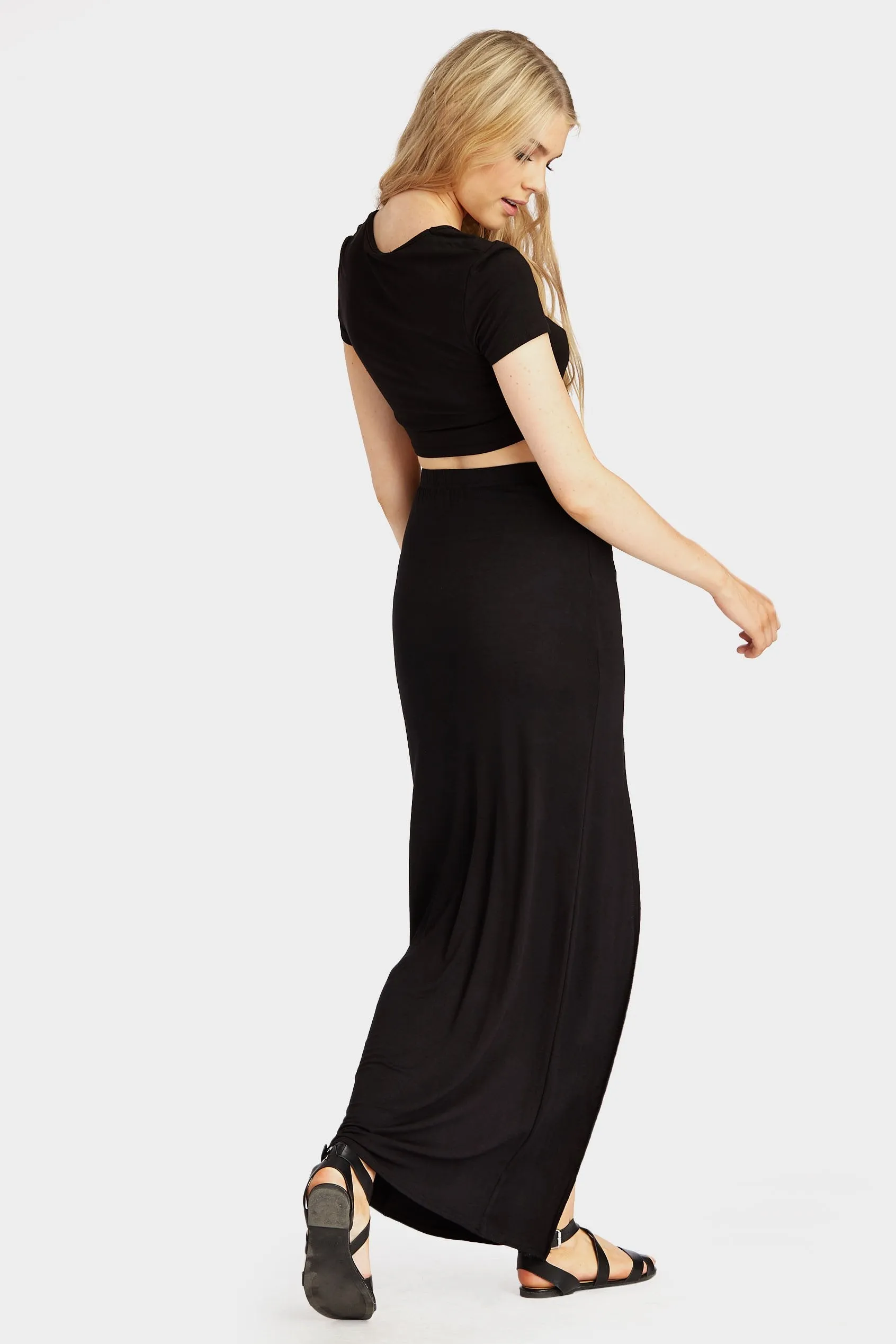 Black Thigh Split Maxi Skirt