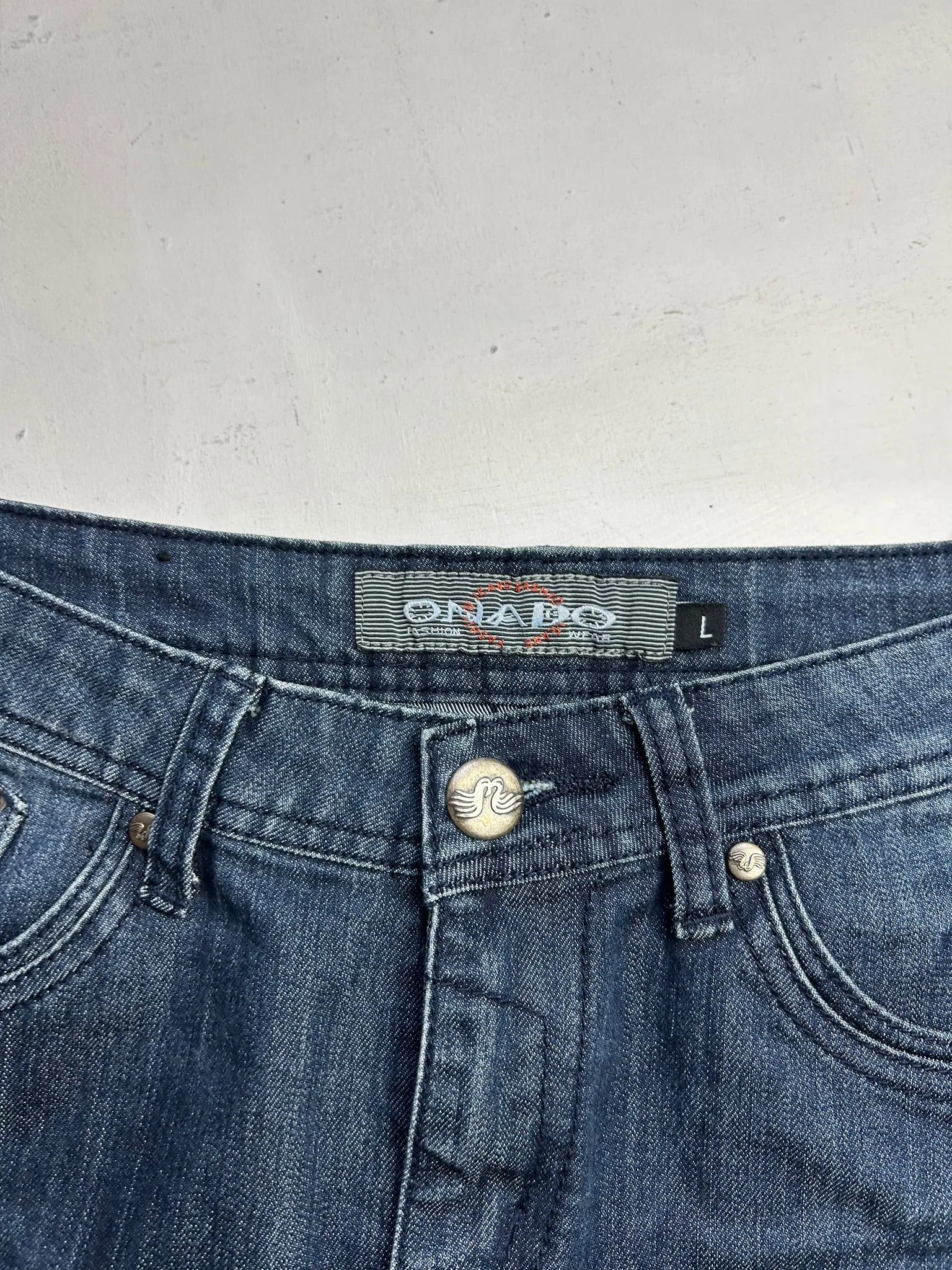 Blue denim low rise y2k 90s vintage mini skirt (L)