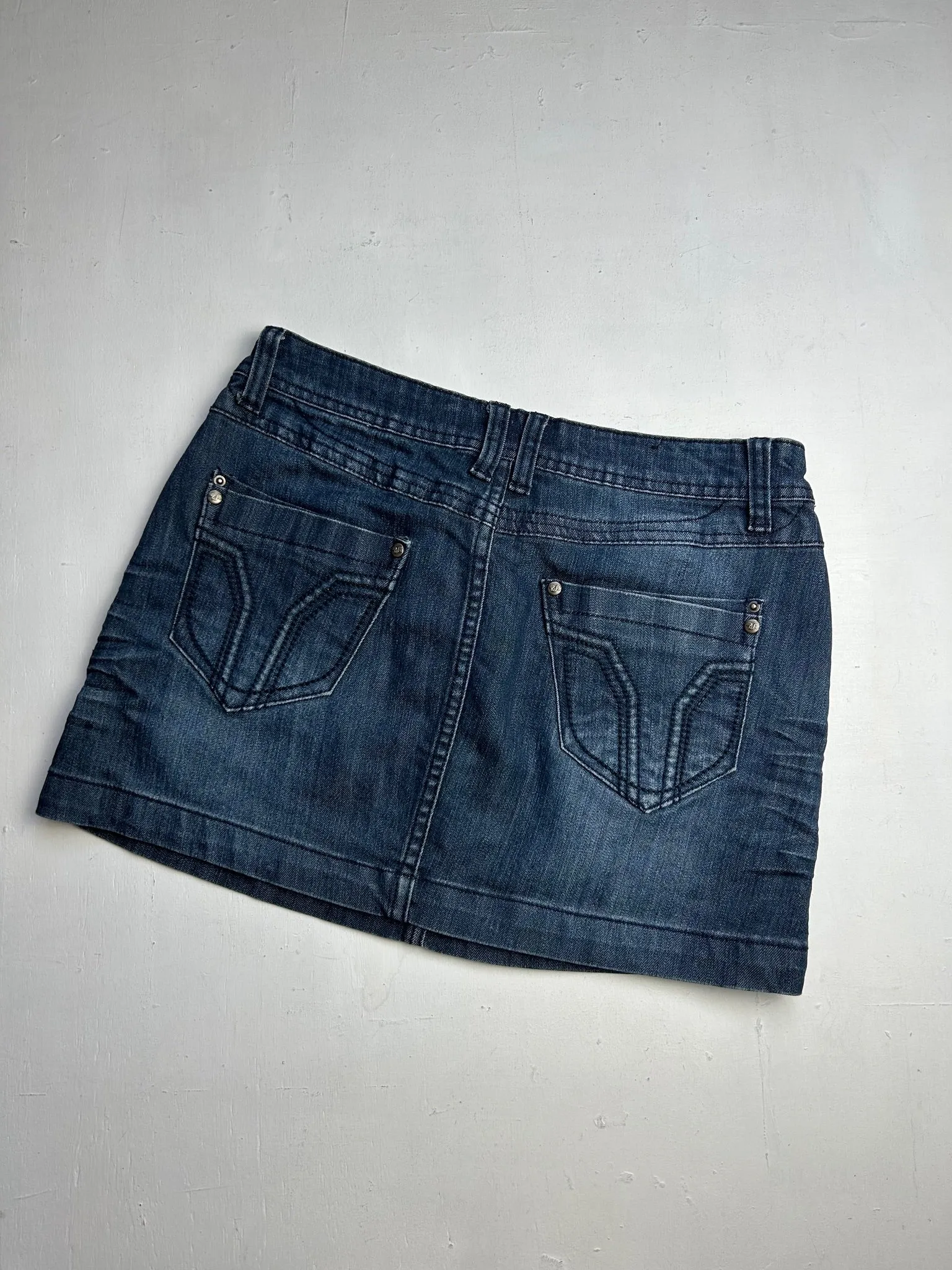 Blue denim low rise y2k 90s vintage mini skirt (L)