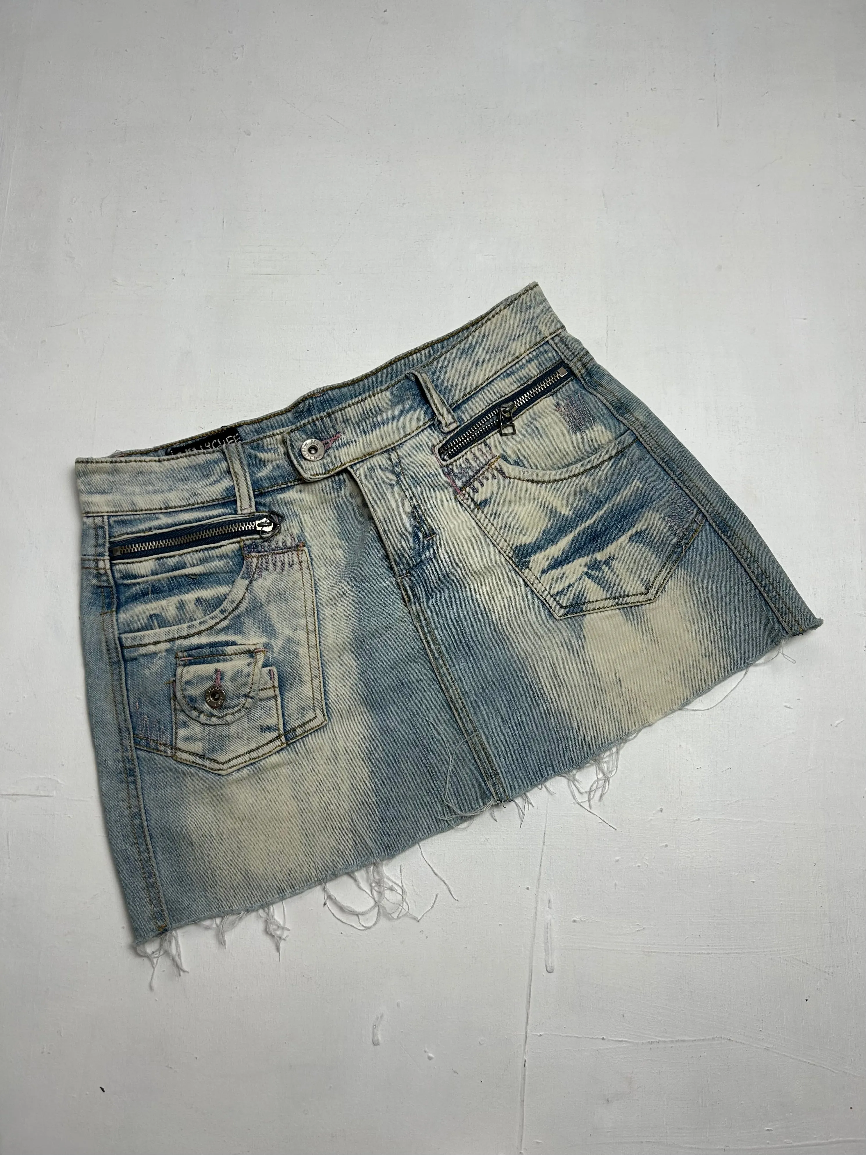 Blue denim low rise y2k 90s vintage mini skirt (M)