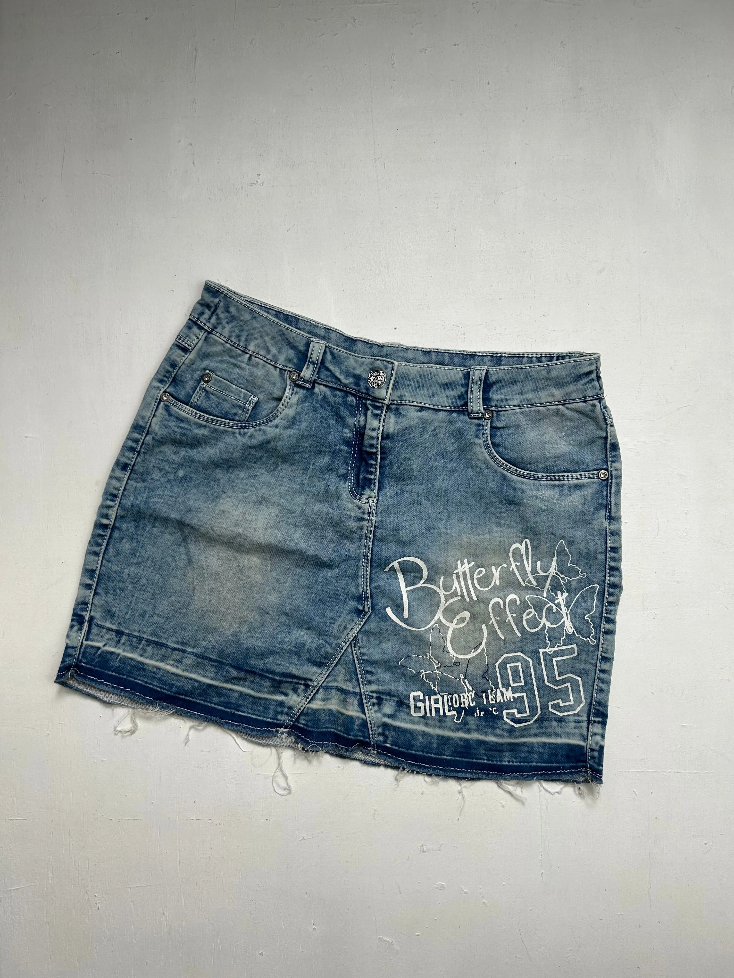 Blue denim low rise y2k 90s vintage mini skirt (XS)