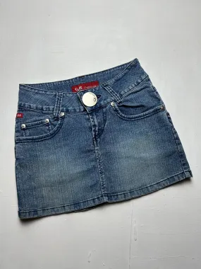 Blue denim pockets low rise mini/micro y2k 90s vintage skirt (S)