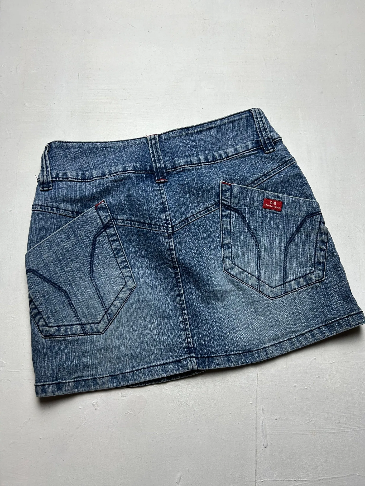 Blue denim pockets low rise mini/micro y2k 90s vintage skirt (S)