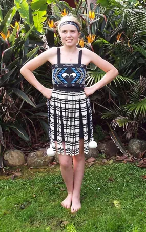 Blue NZ Maori Womens Kapa Haka Costume