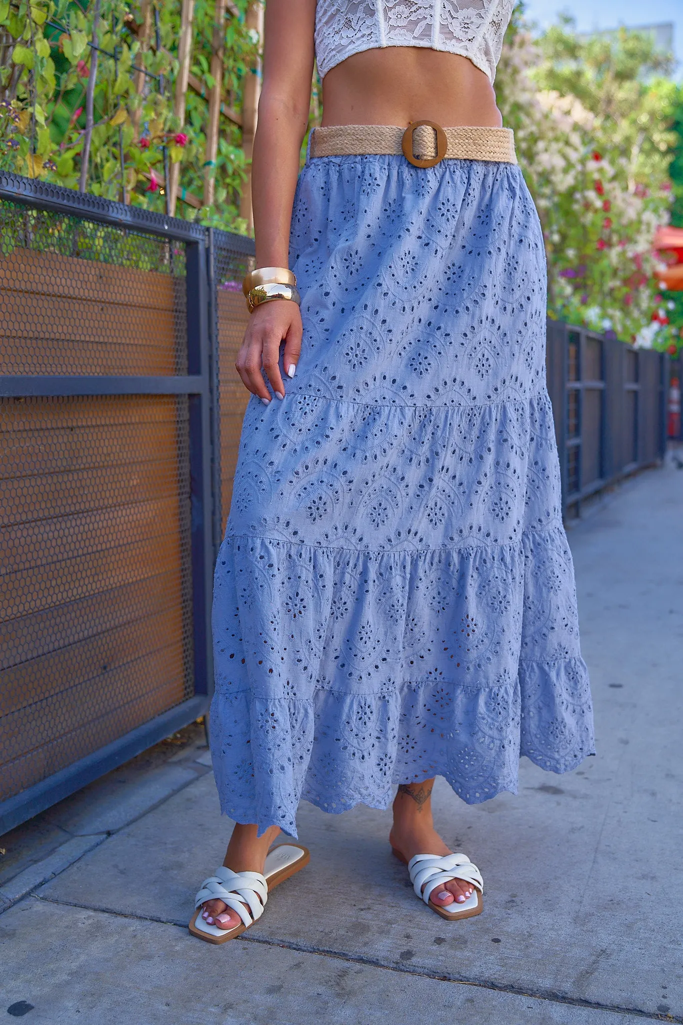 Boho Eyelet Maxi Skirt