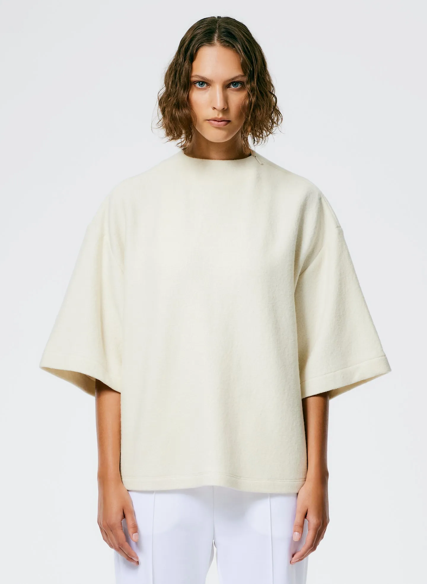 Boiled Wool Sculpted Funnel Neck Top