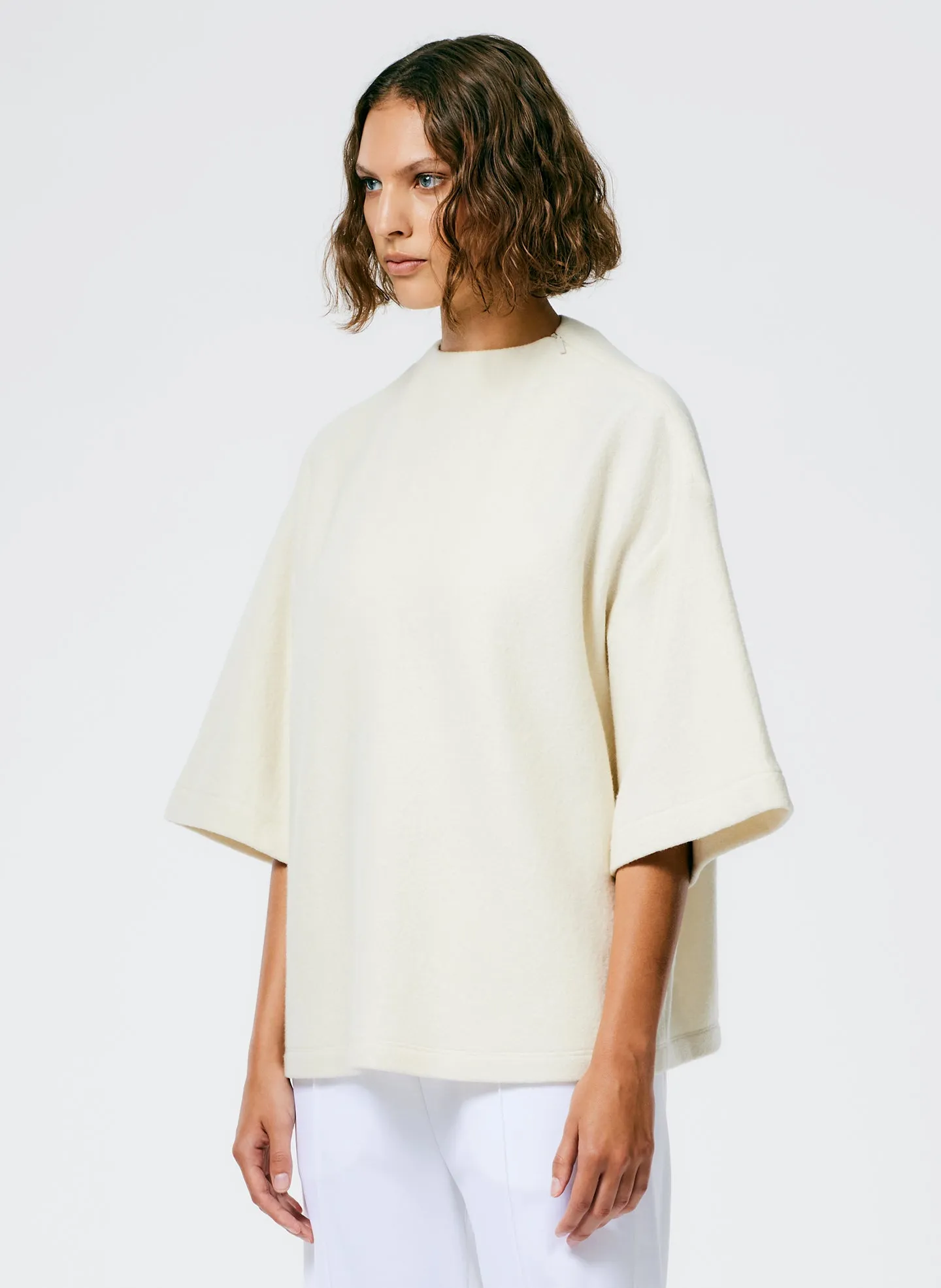 Boiled Wool Sculpted Funnel Neck Top