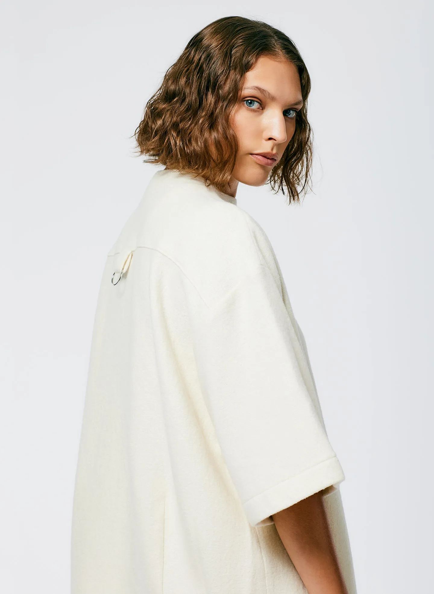 Boiled Wool Sculpted Funnel Neck Top