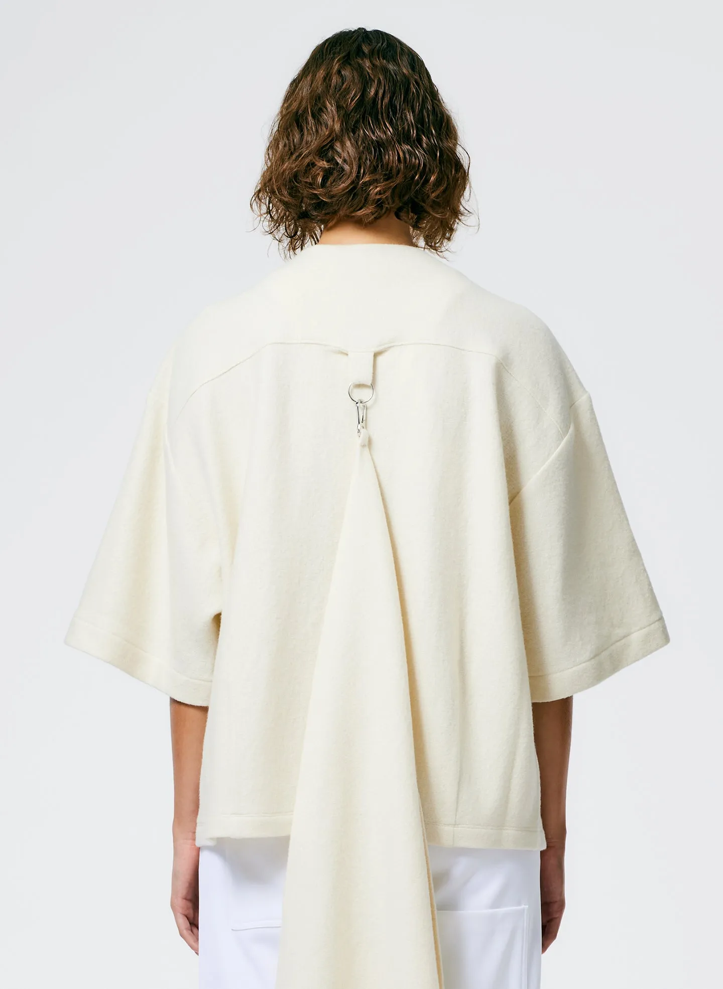 Boiled Wool Sculpted Funnel Neck Top