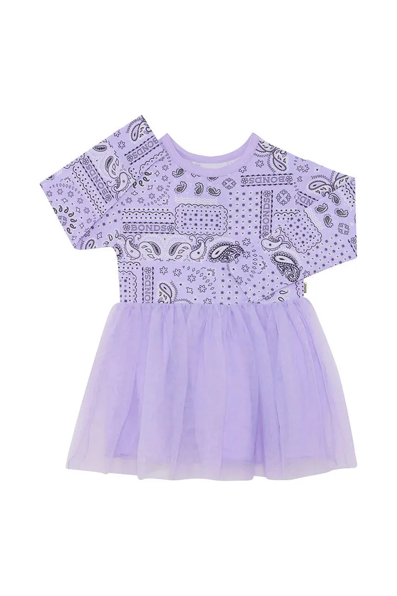 Bonds Girls Dance Long Sleeve Tutu Dress - Paisley Paradise Lilac