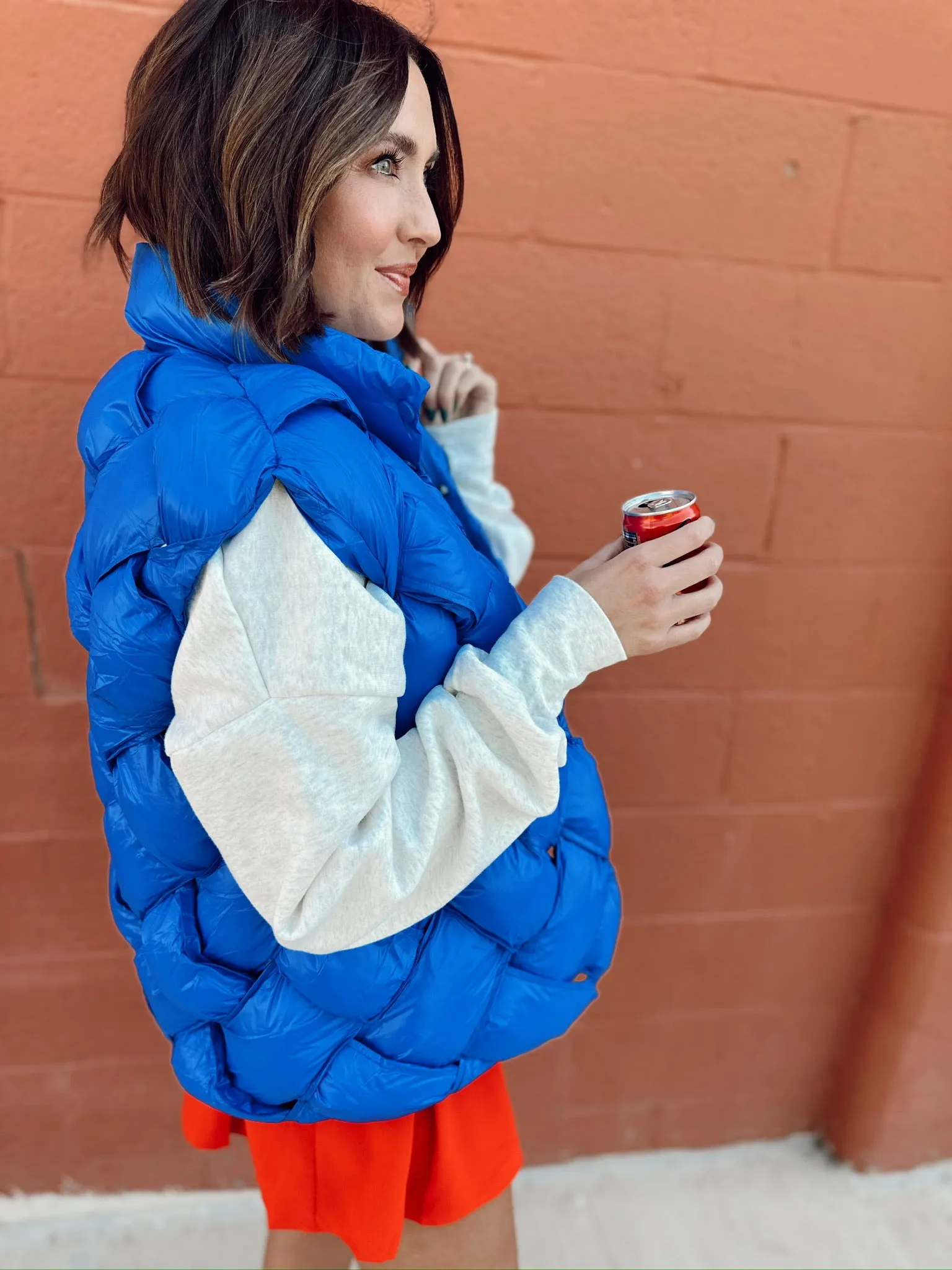 Button Down Puffer Vest- Royal Blue