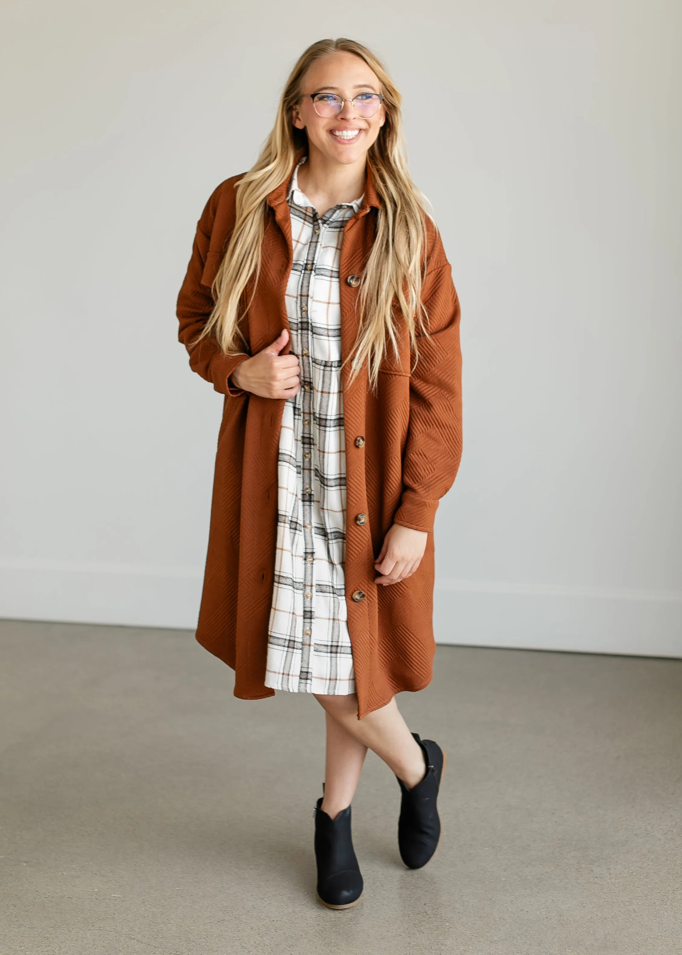 Button Up Plaid Midi Shirtdress - FINAL SALE