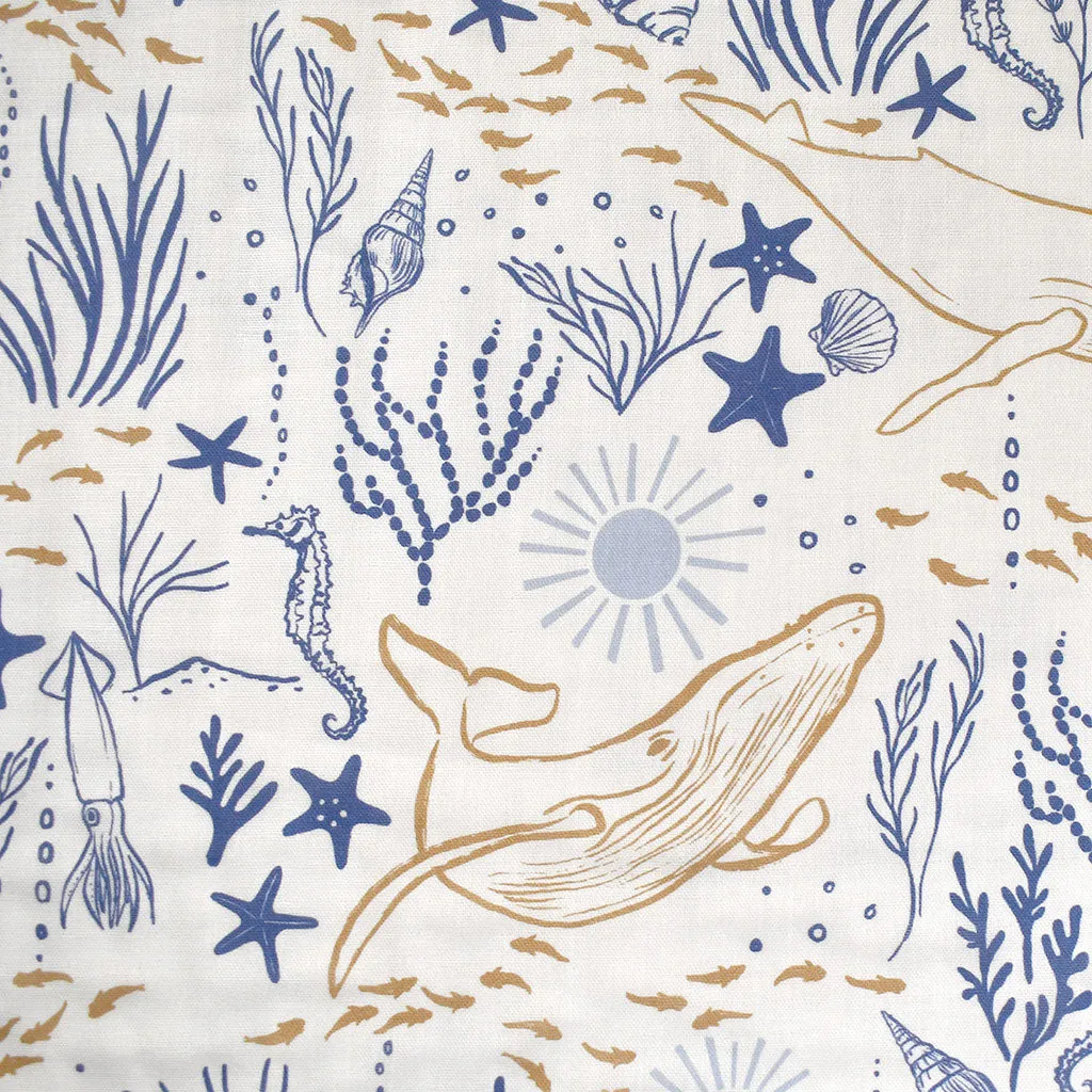 By the Sea Marine Creatures Organic Cotton Double Gauze Blue SY