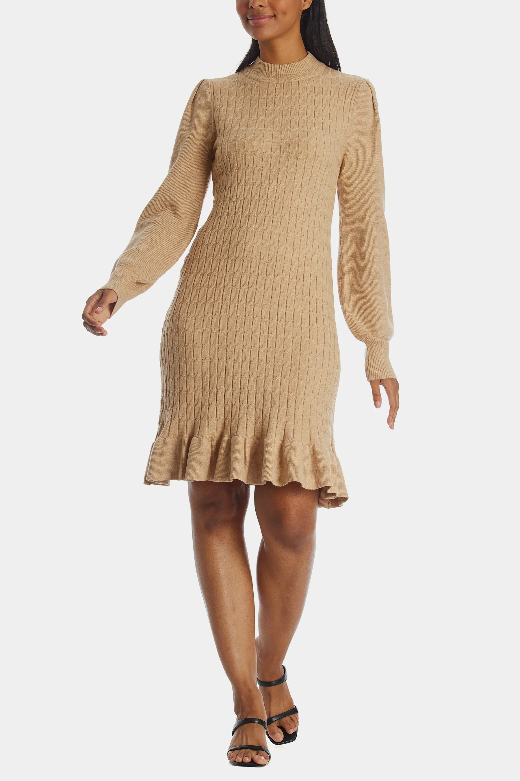 Cable Knit Peplum Sweater Dress