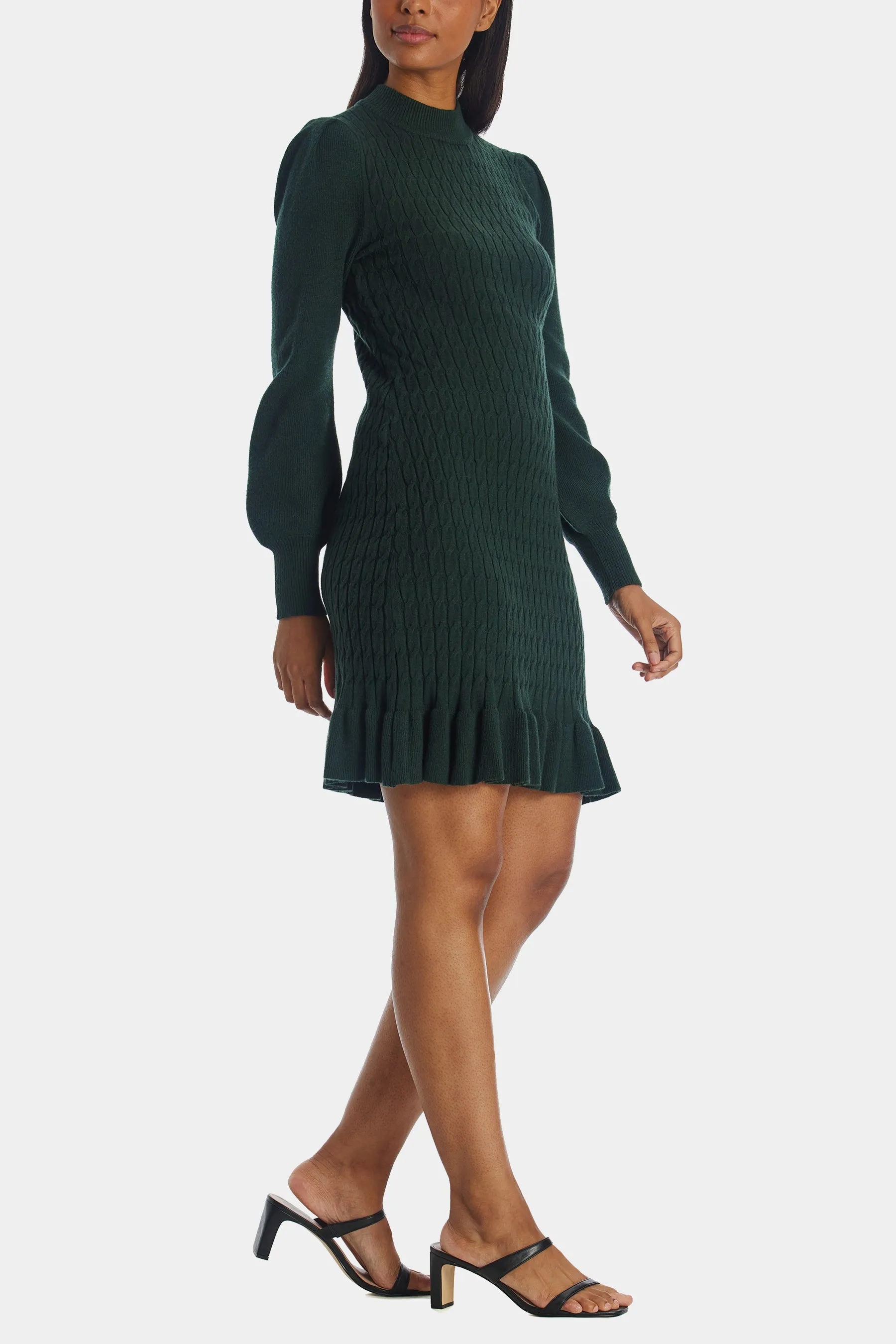 Cable Knit Peplum Sweater Dress