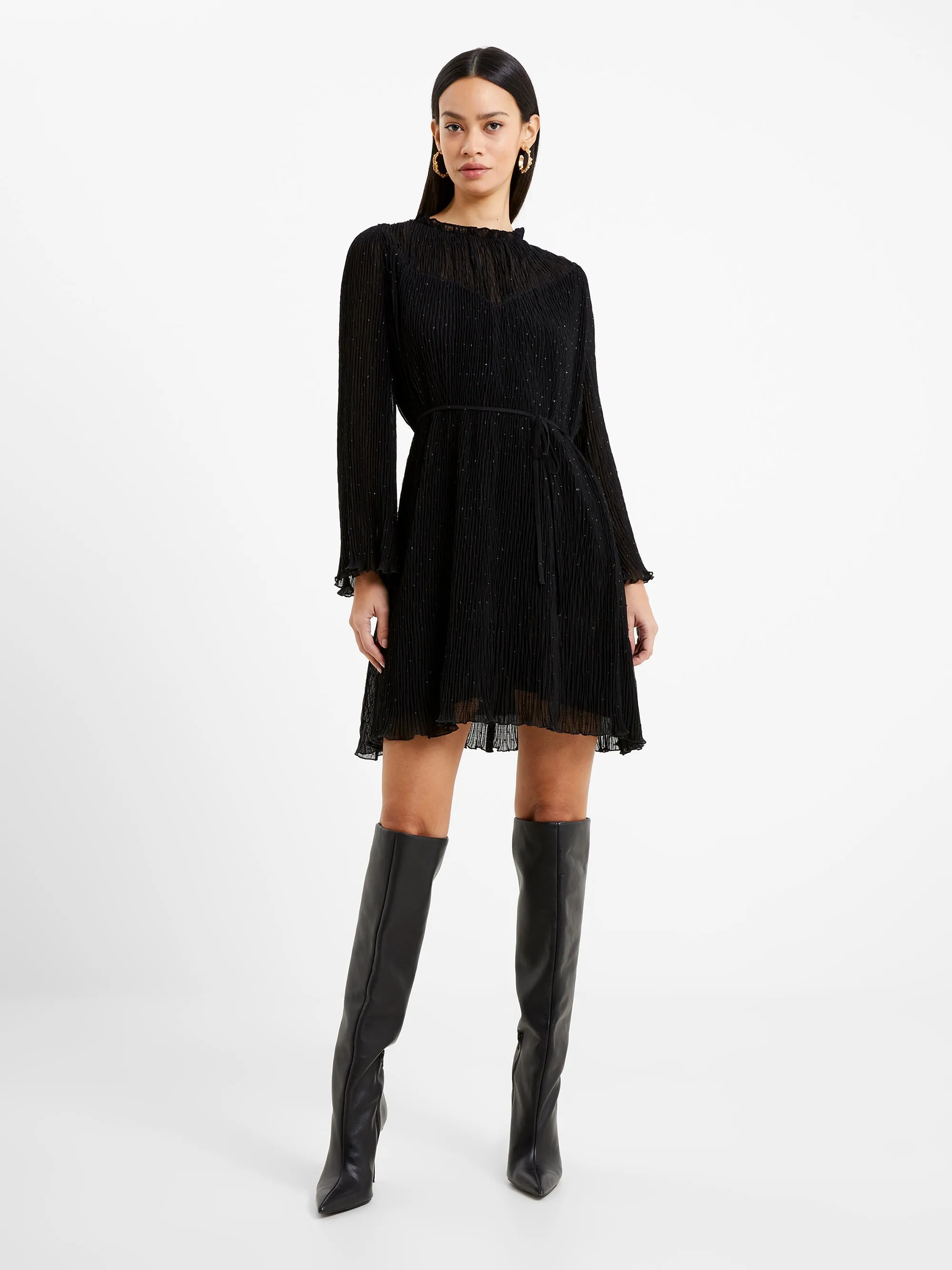 Callie Lurex Pleated Mini Dress