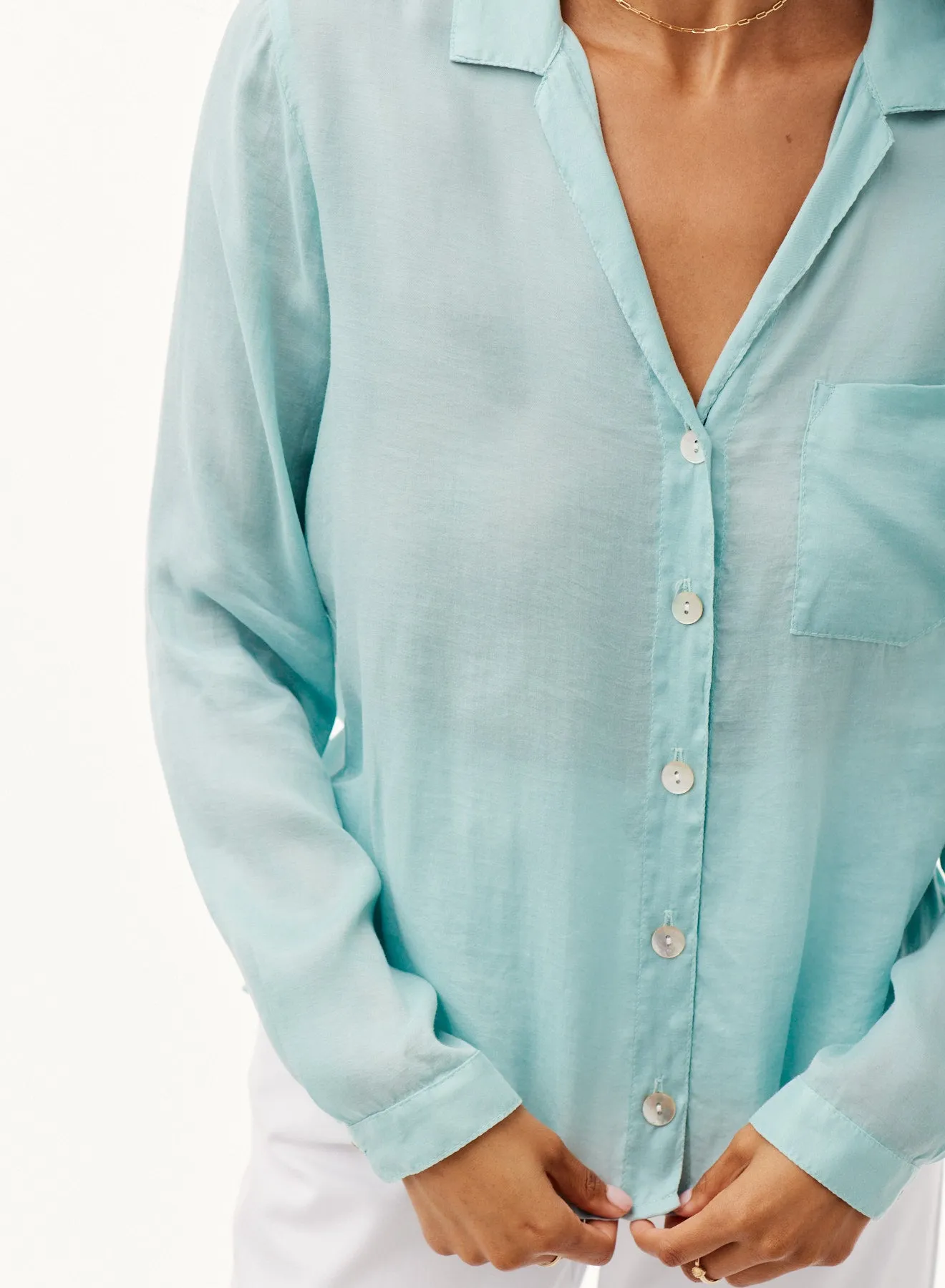 Cambria Pocket Button Down Top