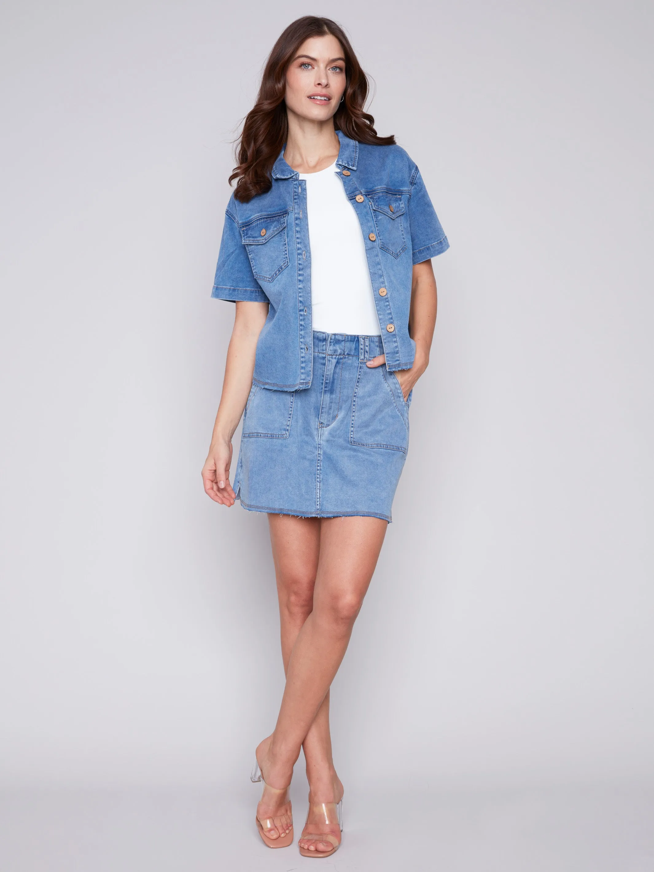 Canvas Cargo Skort - Chambray