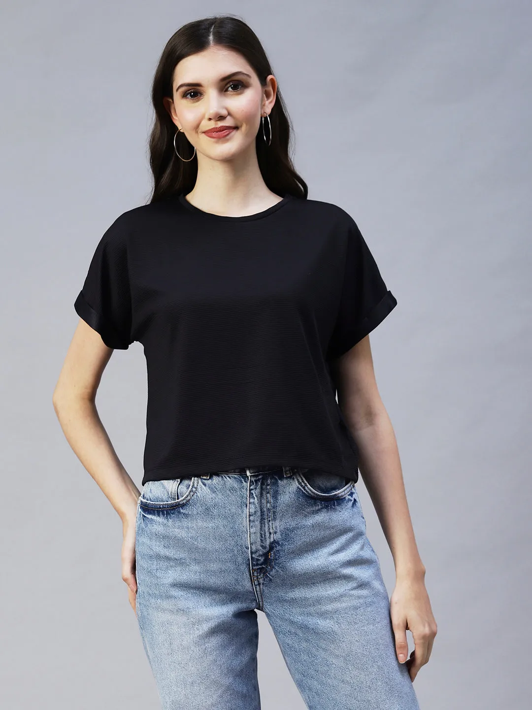 Cap Sleeves Poly Corduroy Crop Top