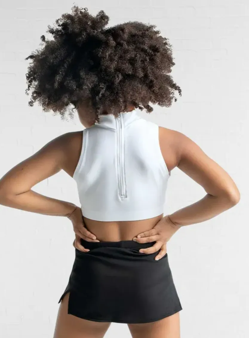 Capezio Mock Neck Zipper top - WHITE - FINAL SALE