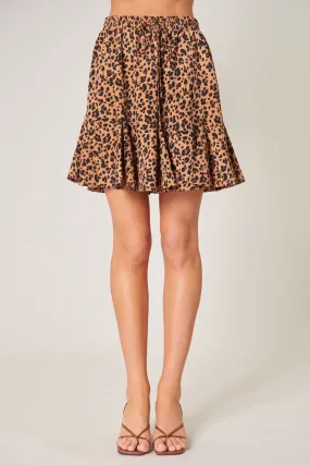 Carmelie Leopard Lowell Fluted Mini Skirt