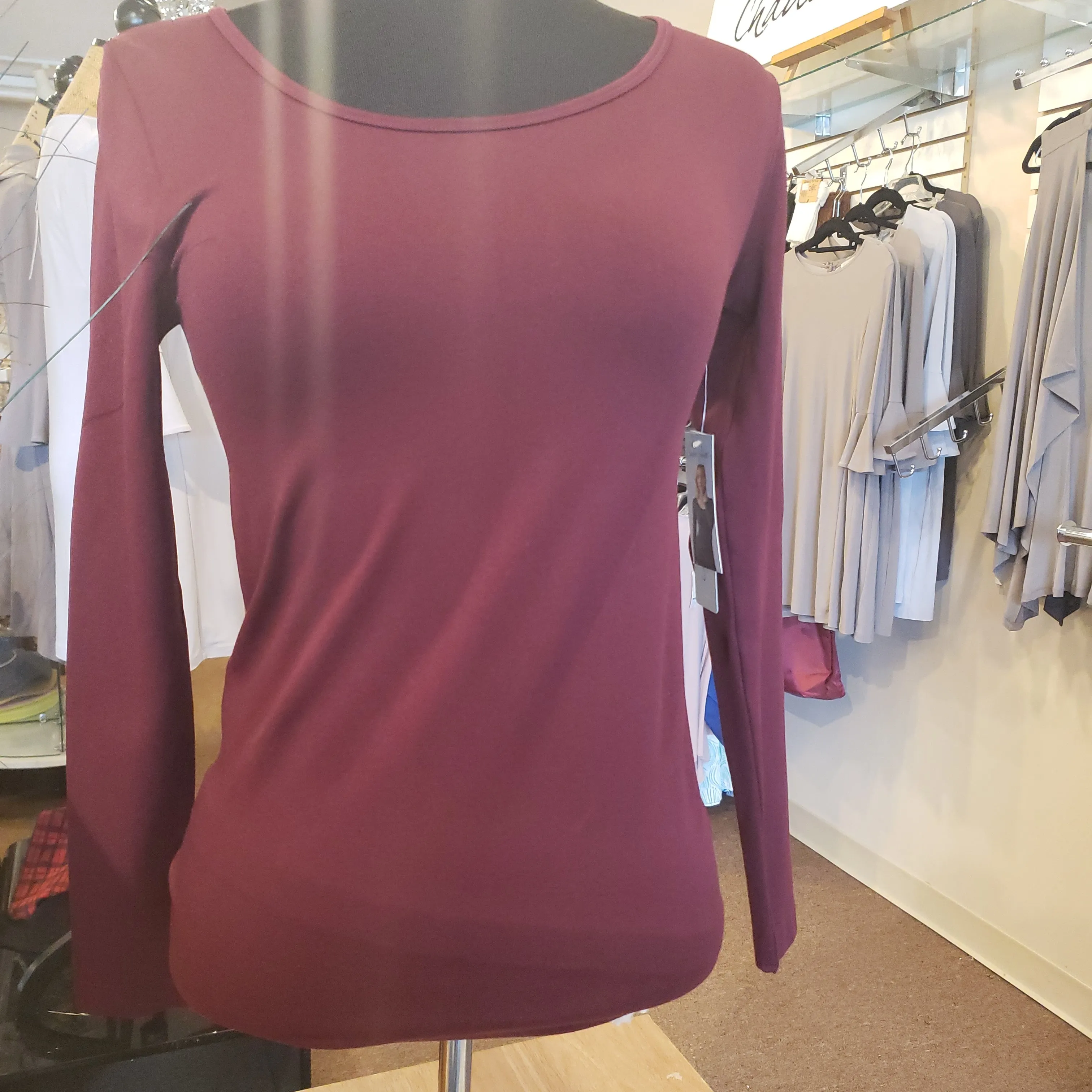 Charlie Paige Nylon Knit Ribbed Top with Seamless Sides