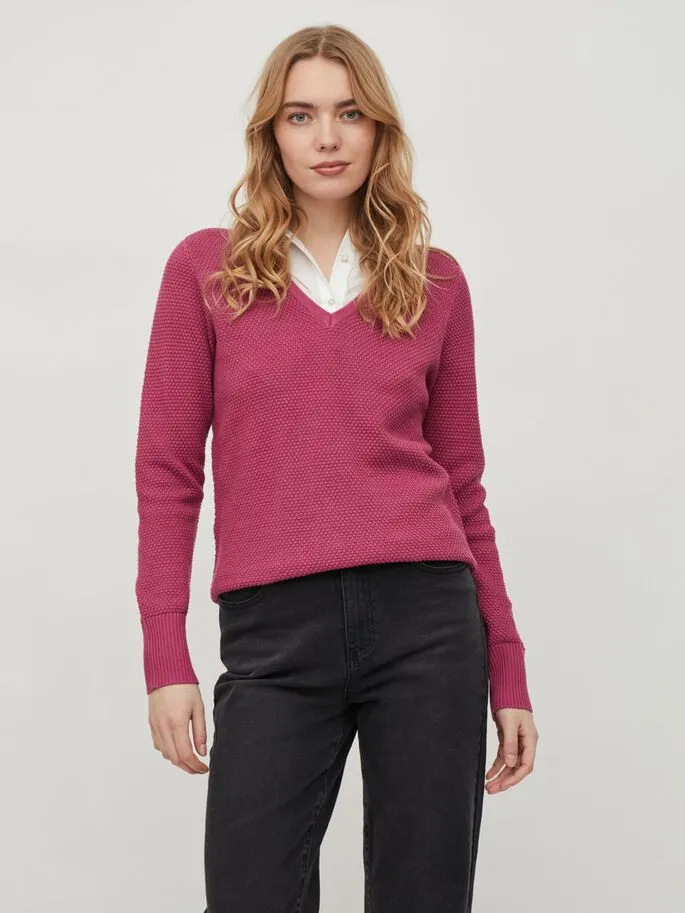 Chassa V-Neck Jumper (Magenta Haze)