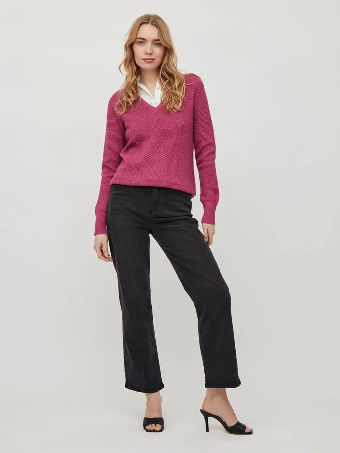 Chassa V-Neck Jumper (Magenta Haze)