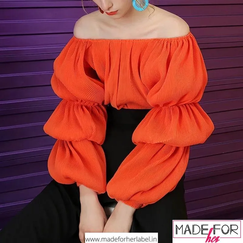 Cherry Jain In Our Off Shoulder Pleated Ruffle Blouse