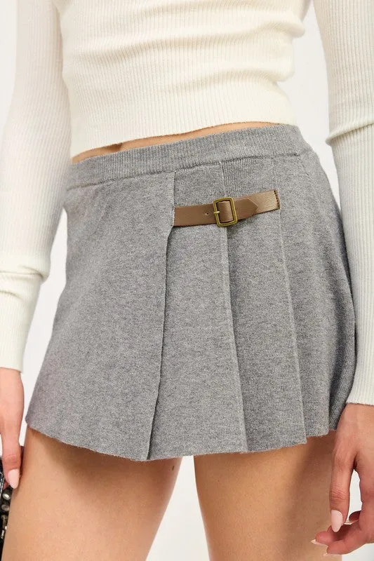 Chocolate Pleated Mini Skort for Women