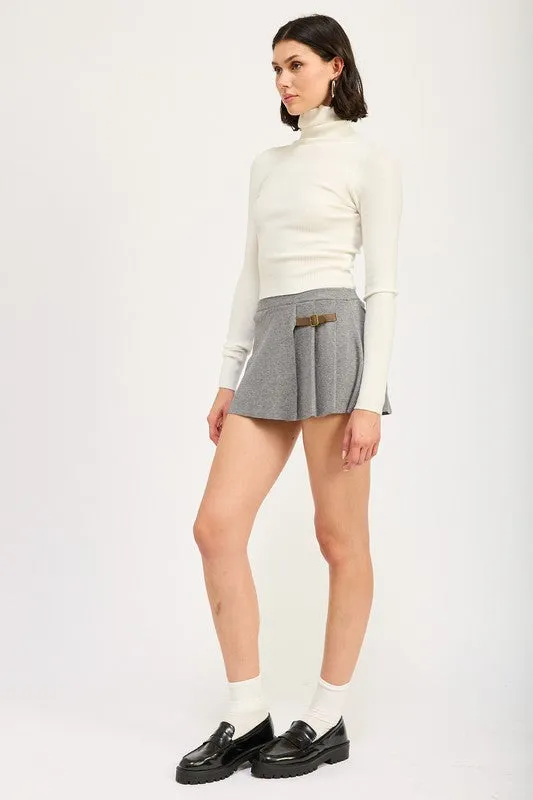 Chocolate Pleated Mini Skort for Women