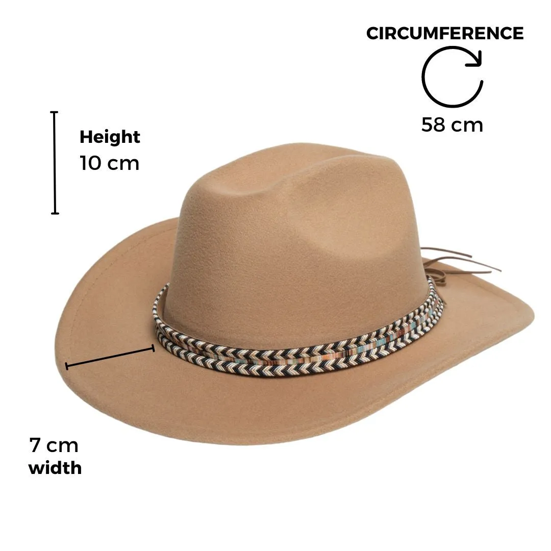 Chokore Cowboy Hat with Multicolor Belt (Camel)