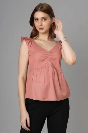 Classic Pink Cotton Top For Women