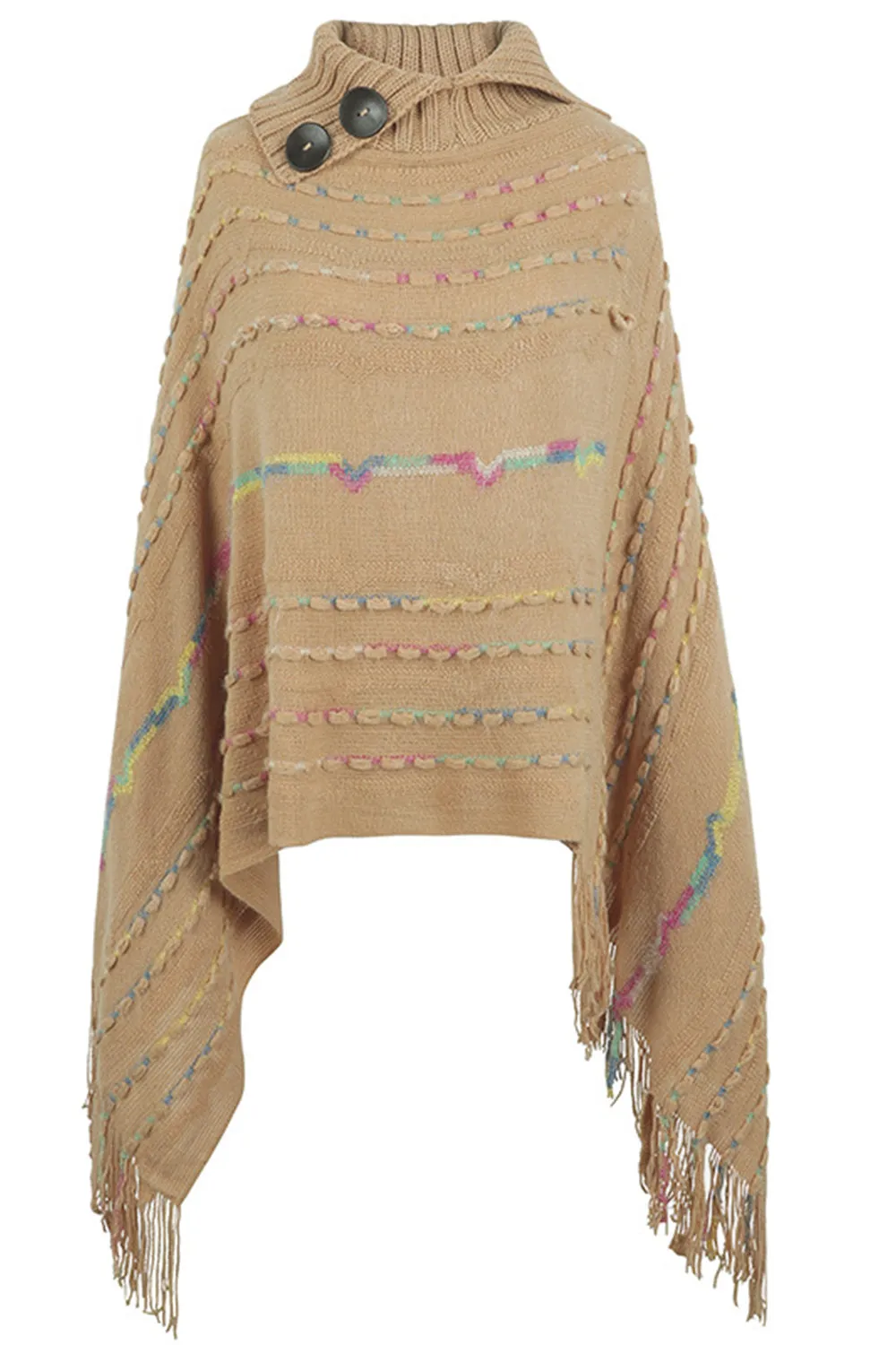 Cloak Sleeve Fringe Detail Poncho