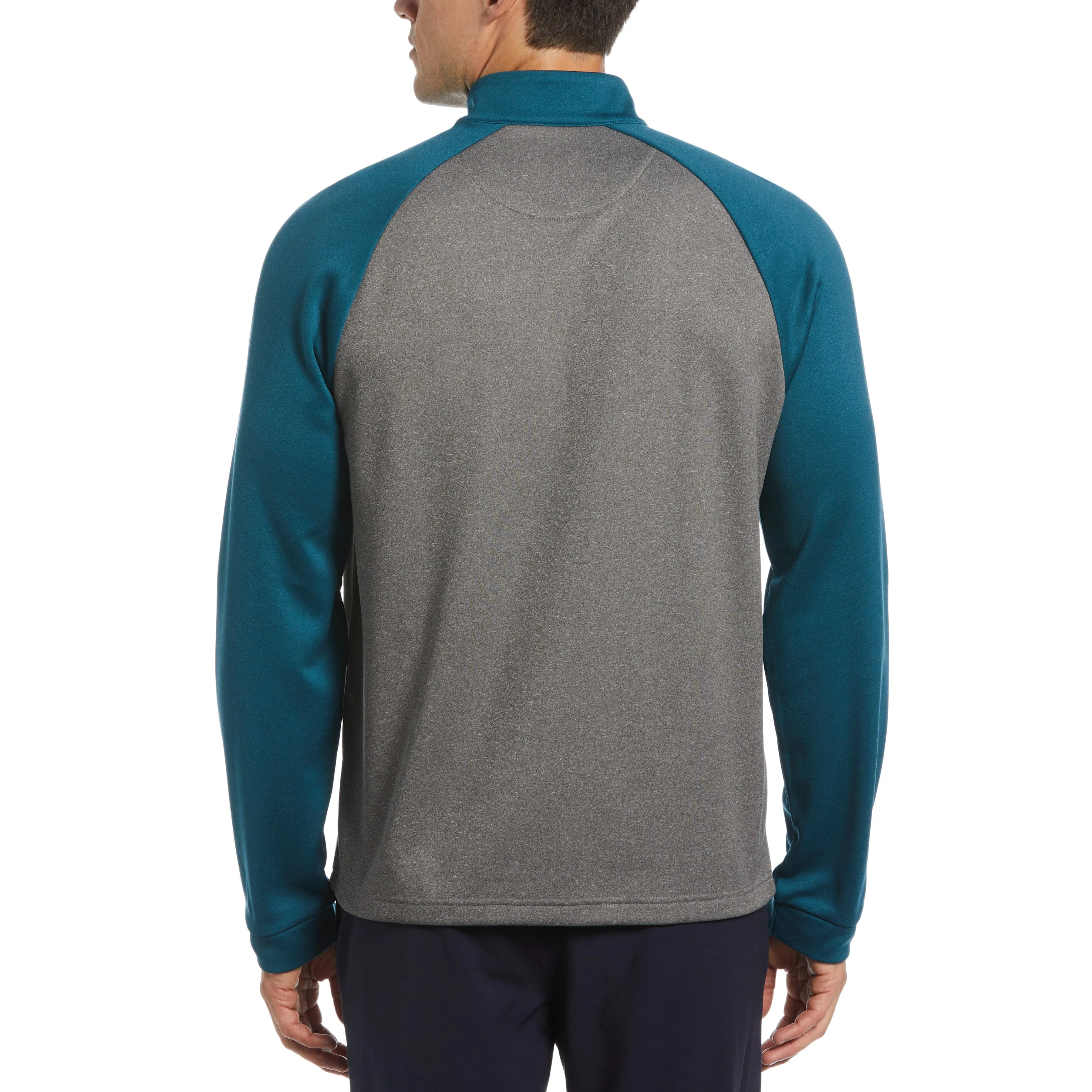 Color Block Fleece 1/4 Zip Raglan Sleeve Pullover Golf Sweater