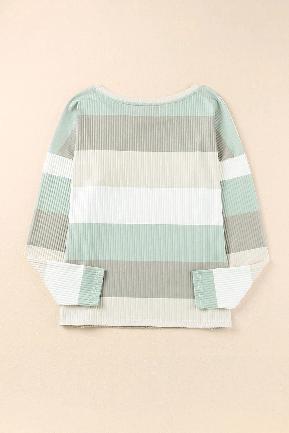 Color Block Ribbed Long Sleeve Top