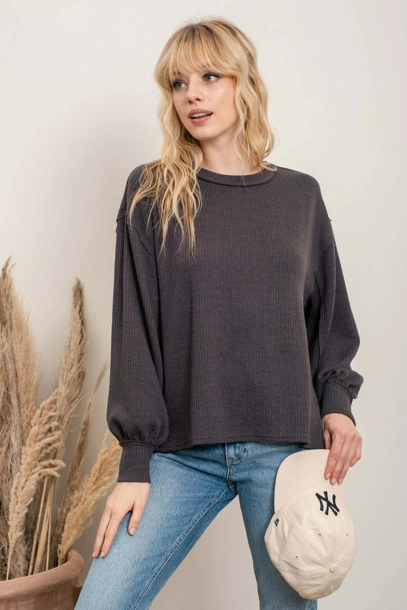 'Cozy Days Ahead' Top - Charcoal