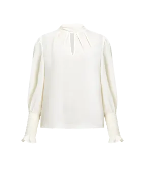 Crepe Light Keyhole Top - Cream