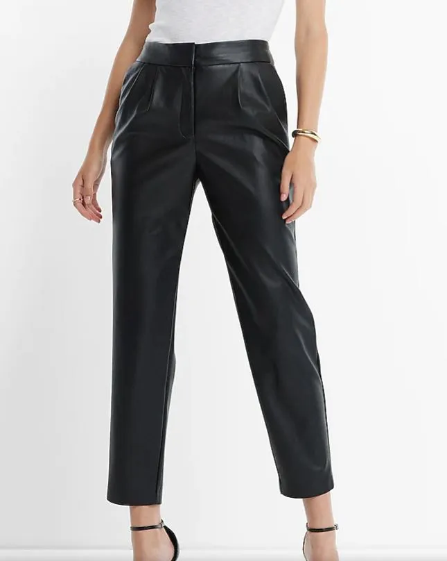 Crop Vegan Leather Pants