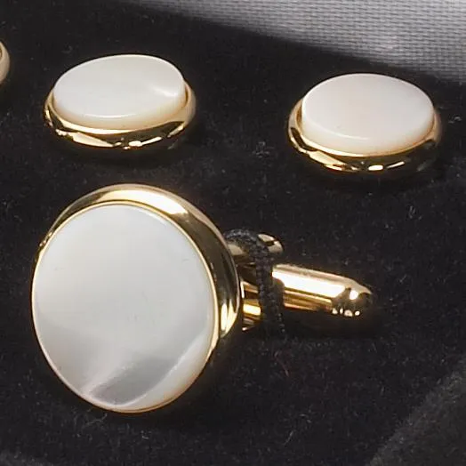 CUFFLINK AND STUD SET - MOTHER OF PEARL/GOLD