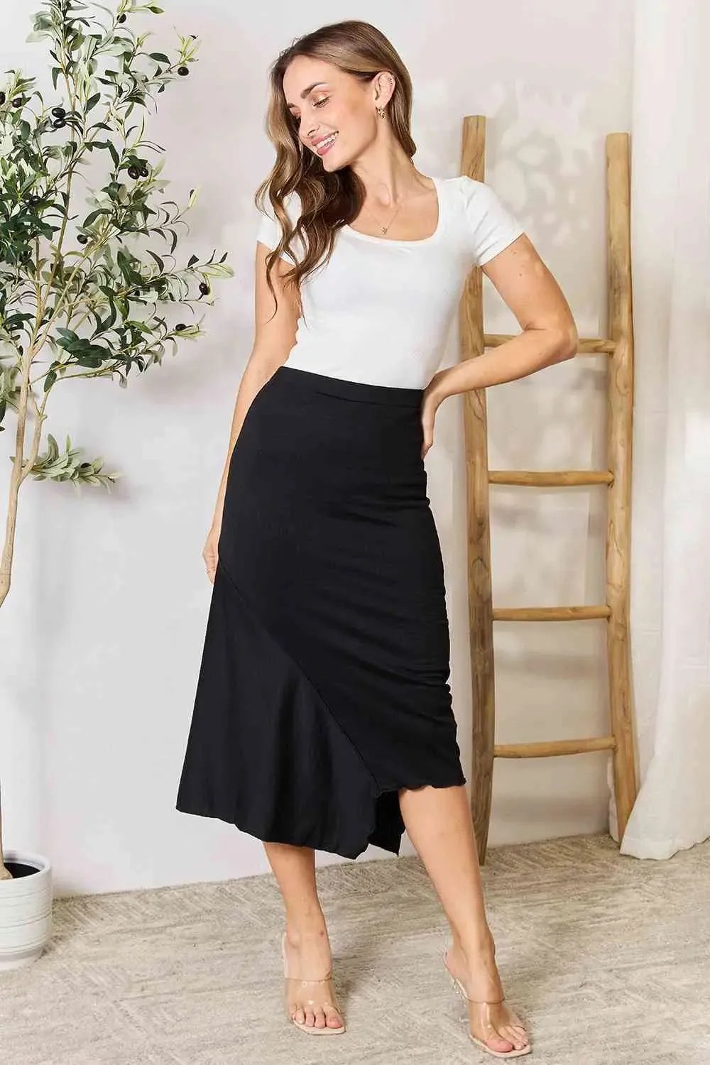 Culture Code Full Size High Waist Midi Skirt