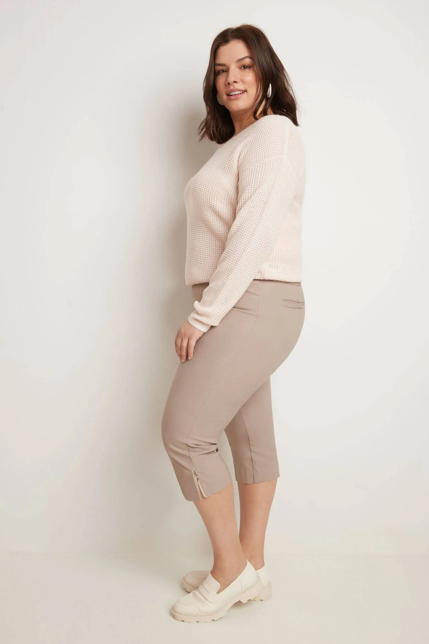 Curvy Chic Capris with Zipper Detail at the Hem