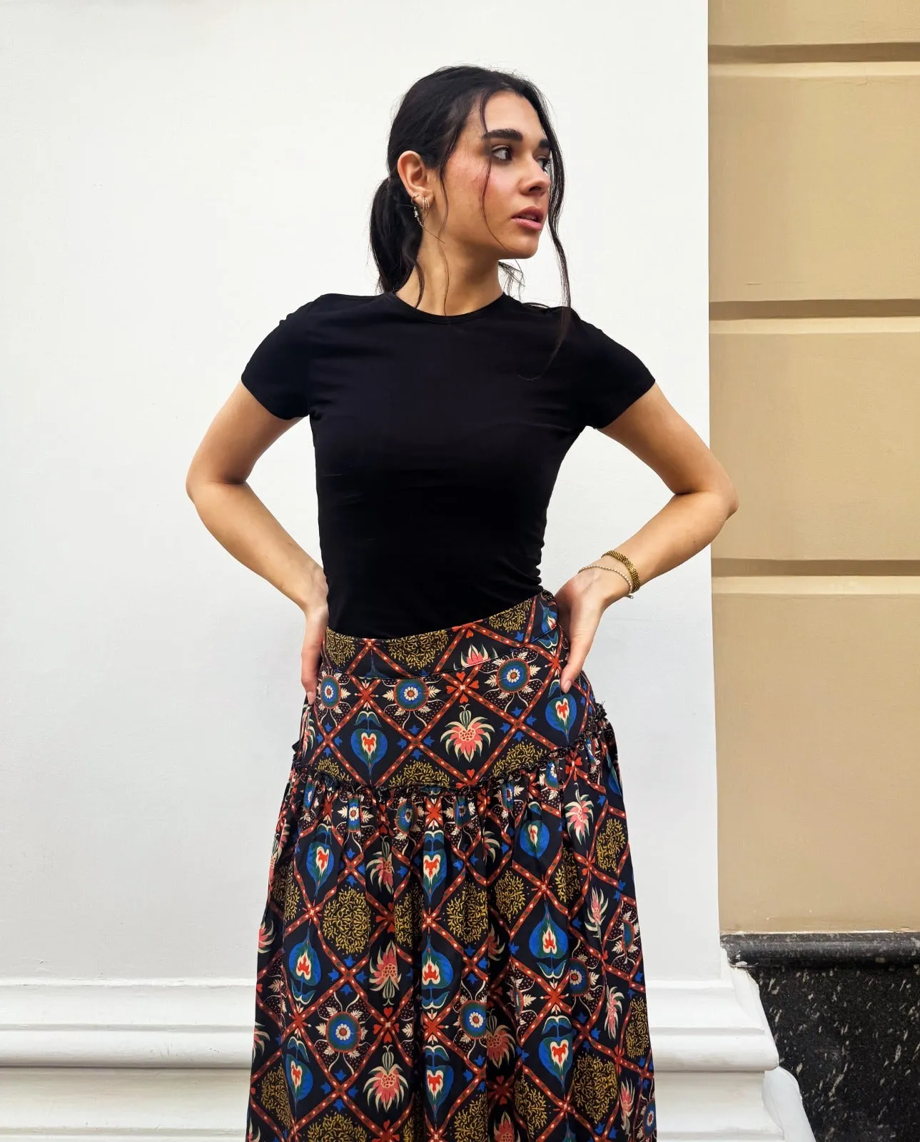 Damask Rose Maxi Skirt