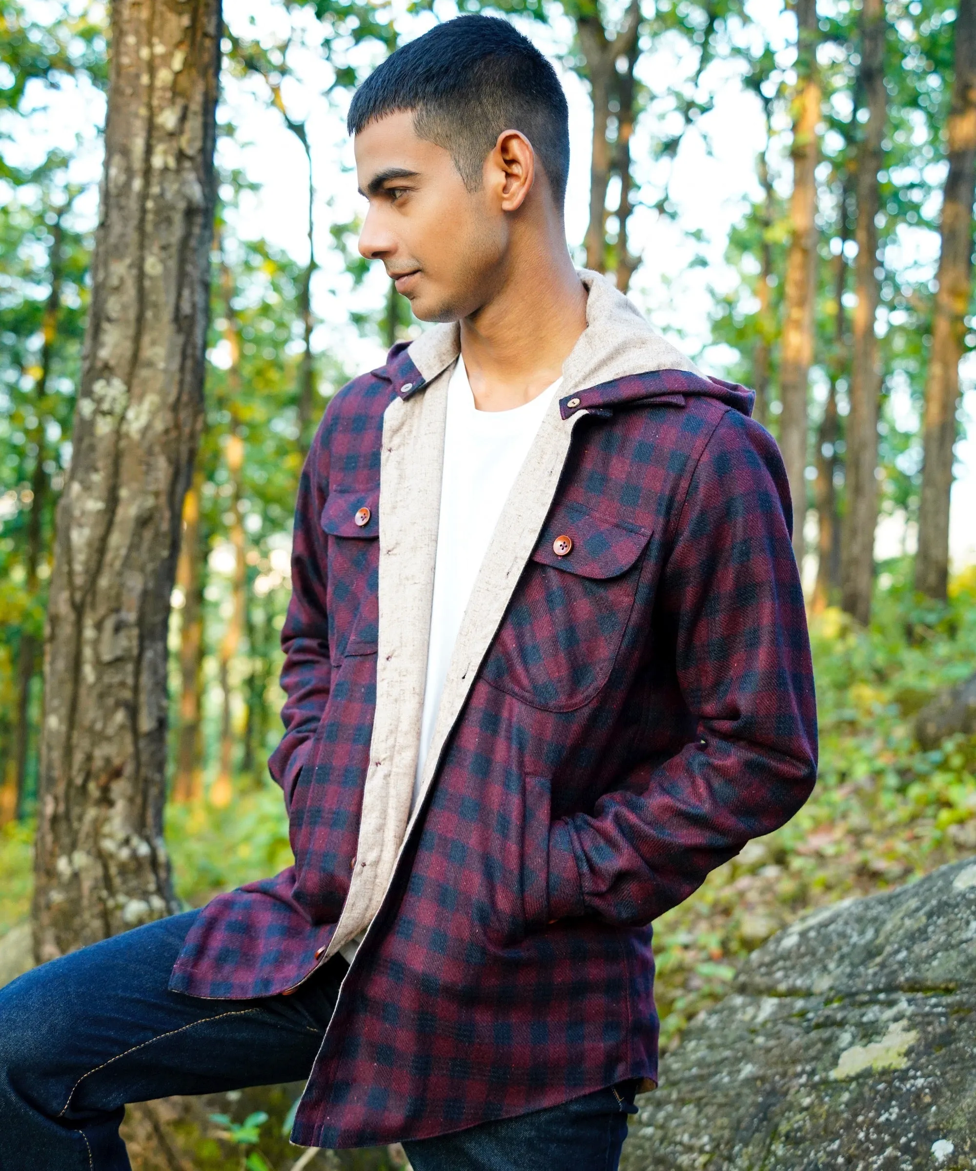 Deep Red Woollen Overshirt