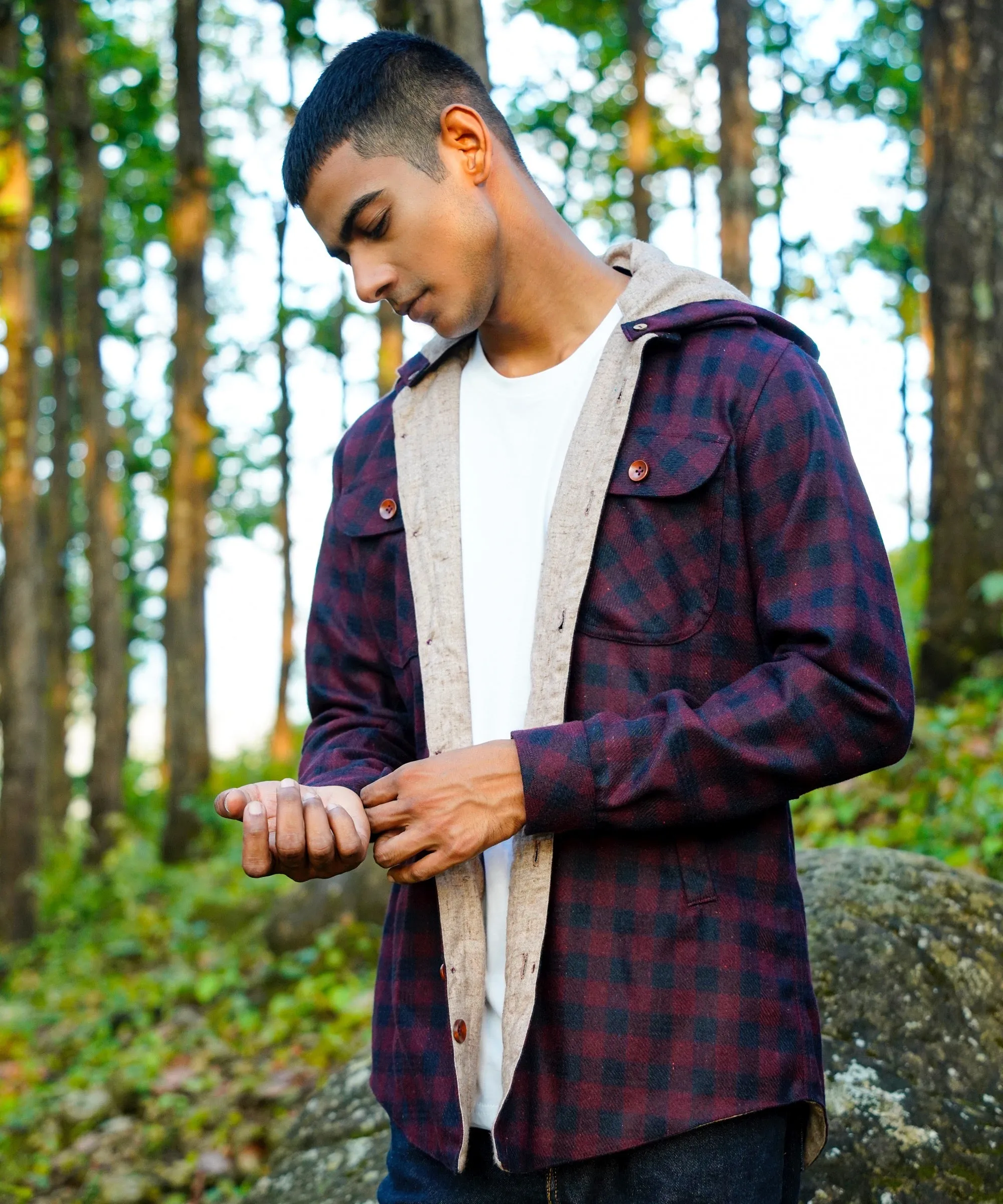 Deep Red Woollen Overshirt